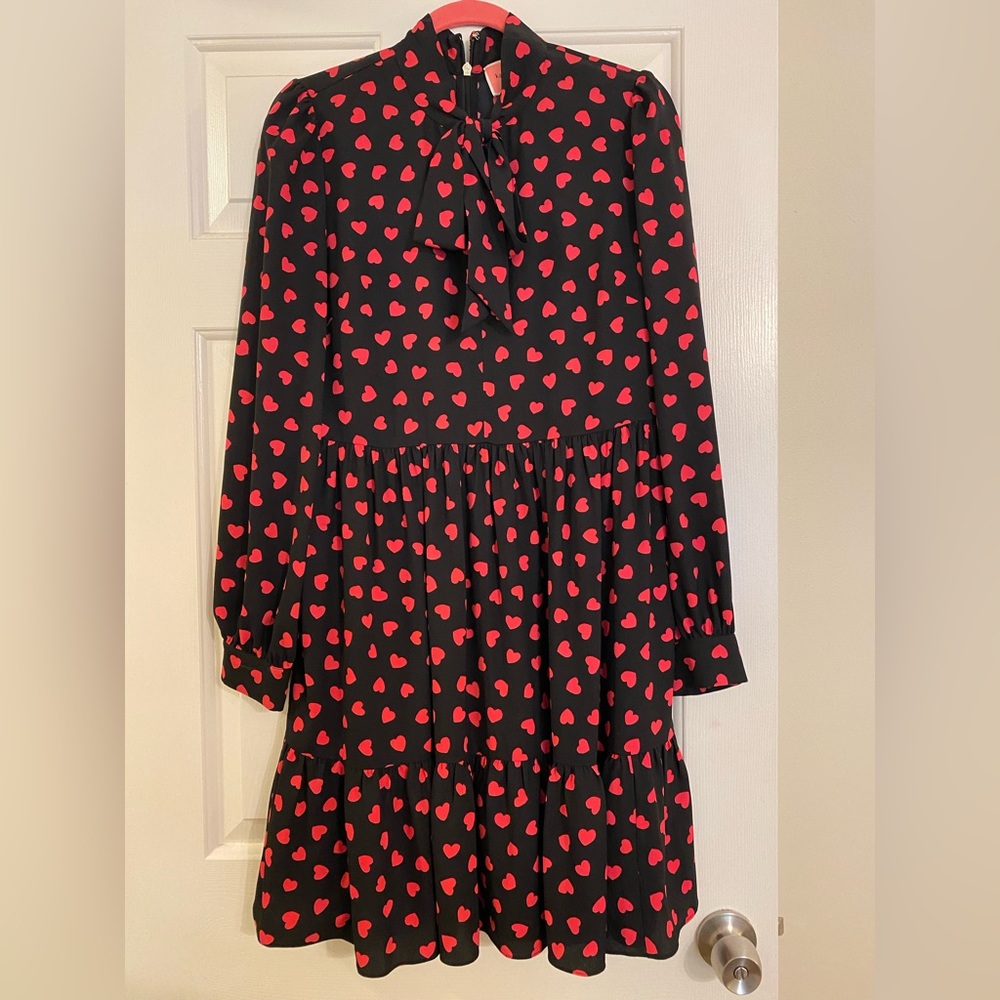 Kate Spade heart tie neck long sleeve dress, size 10